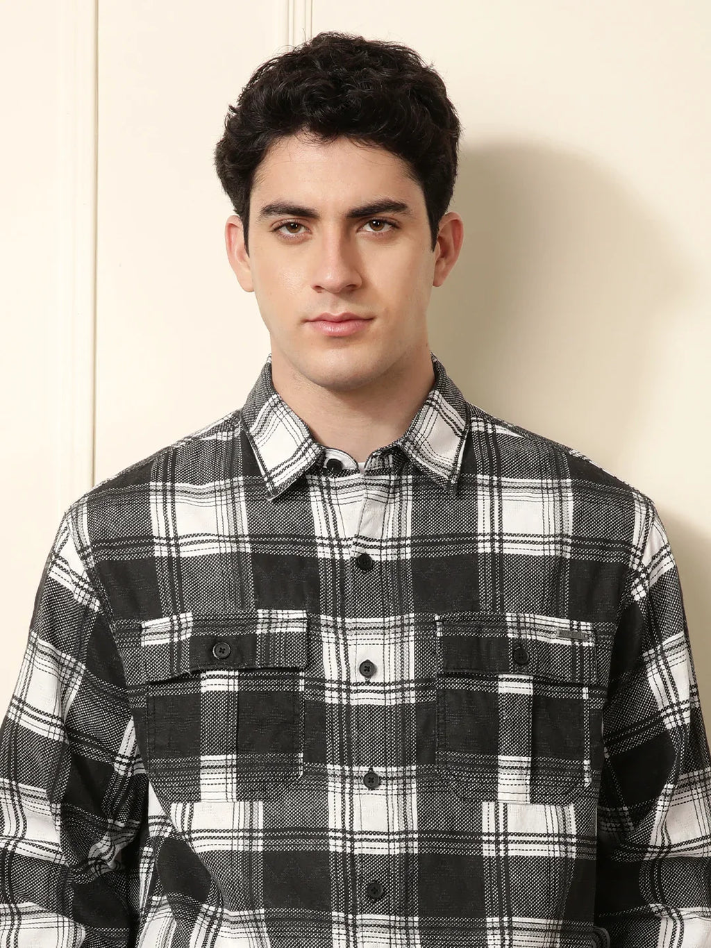 Black & White Checked Cotton Shirt