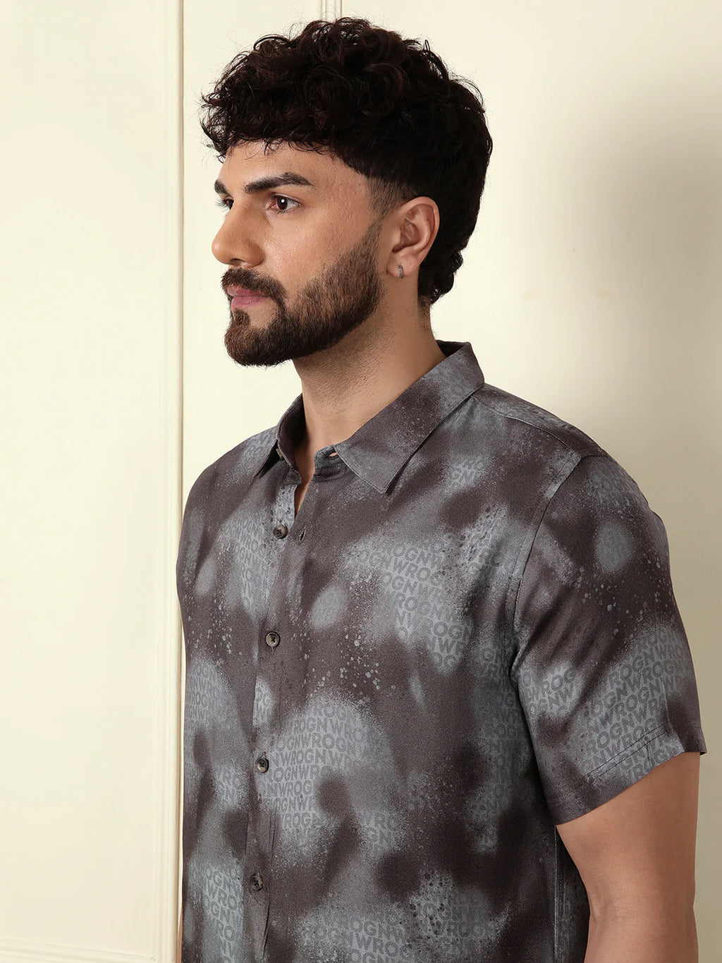 AOP Flowy Viscose Shirt | Grey