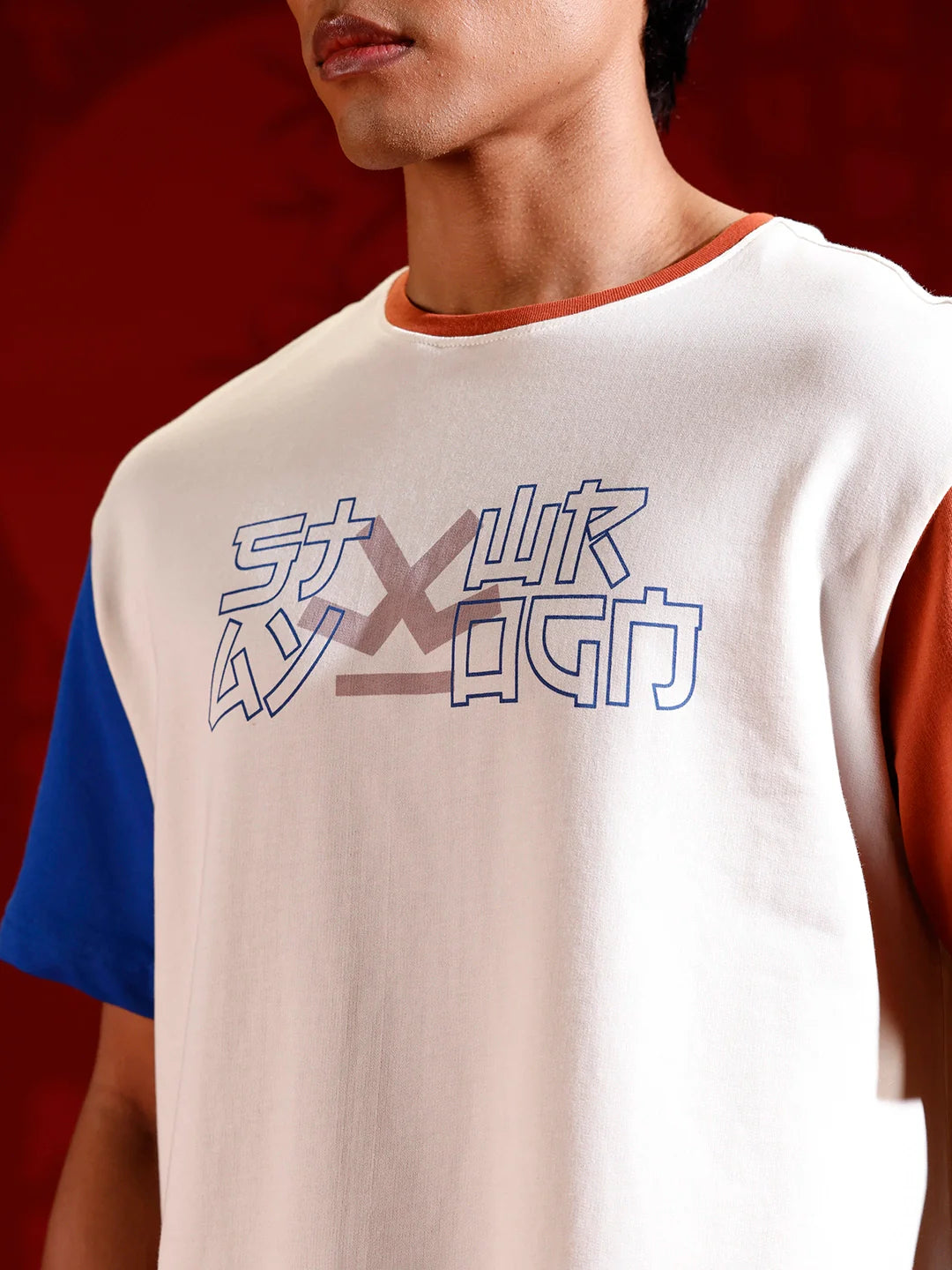 Color-block graphic oversized T-shirt | off-white