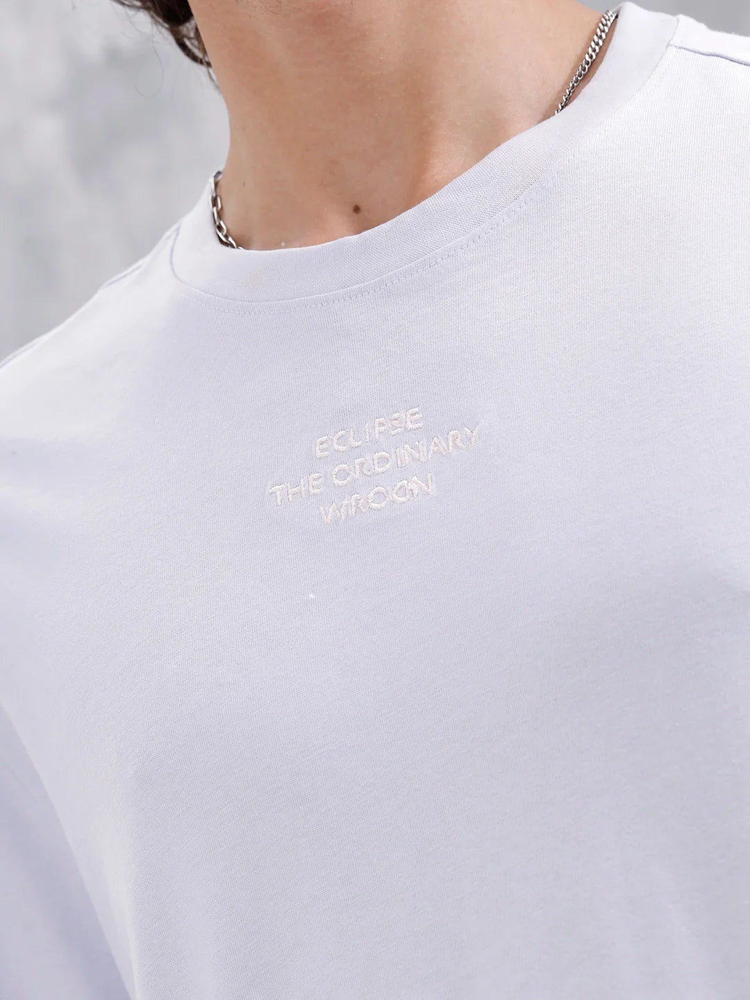 Men’s Embroidered Oversized Casual Tee | Light Purple