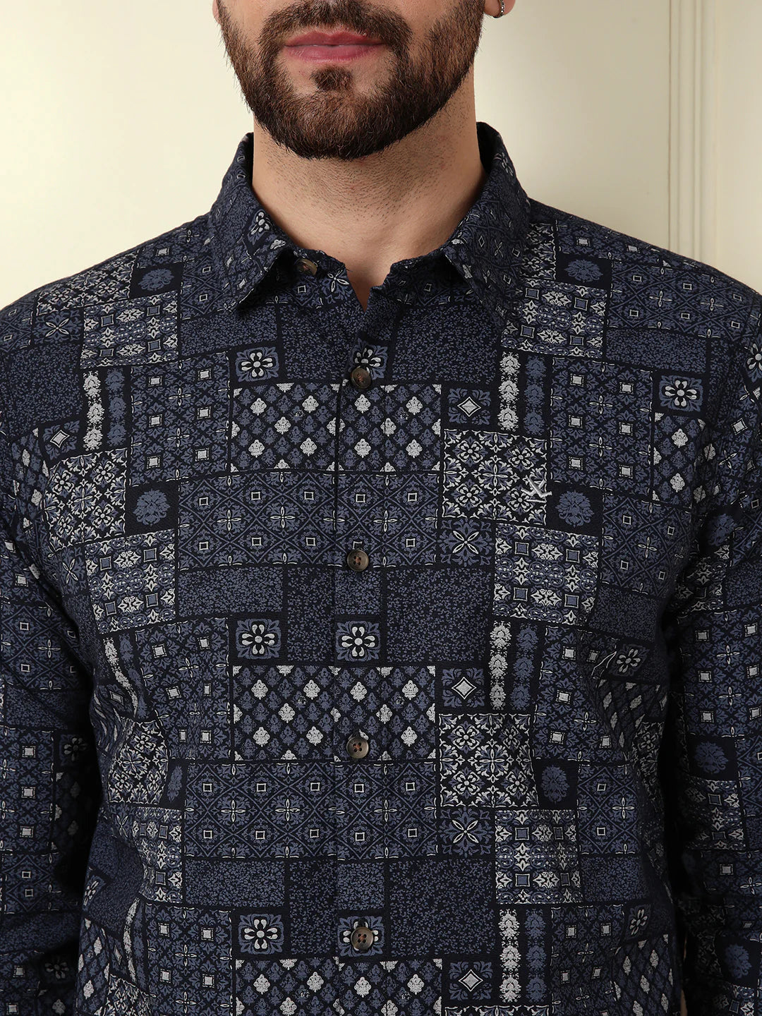 Abstract Patterns AOP Shirt | Navy Blue