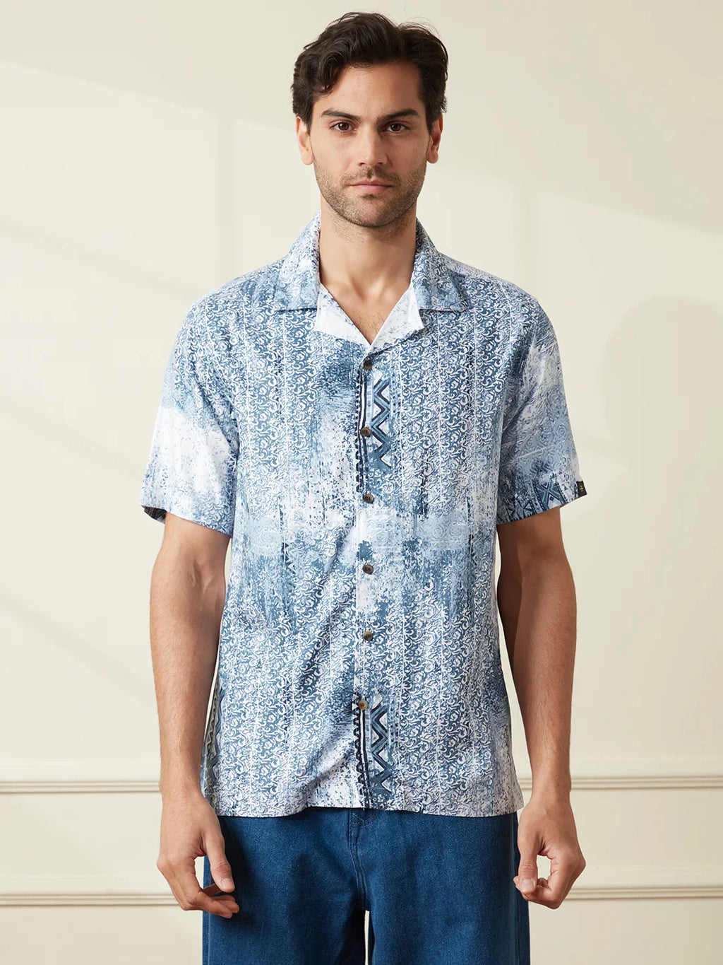 AOP Fluid Light Weight Viscose Shirt | Blue