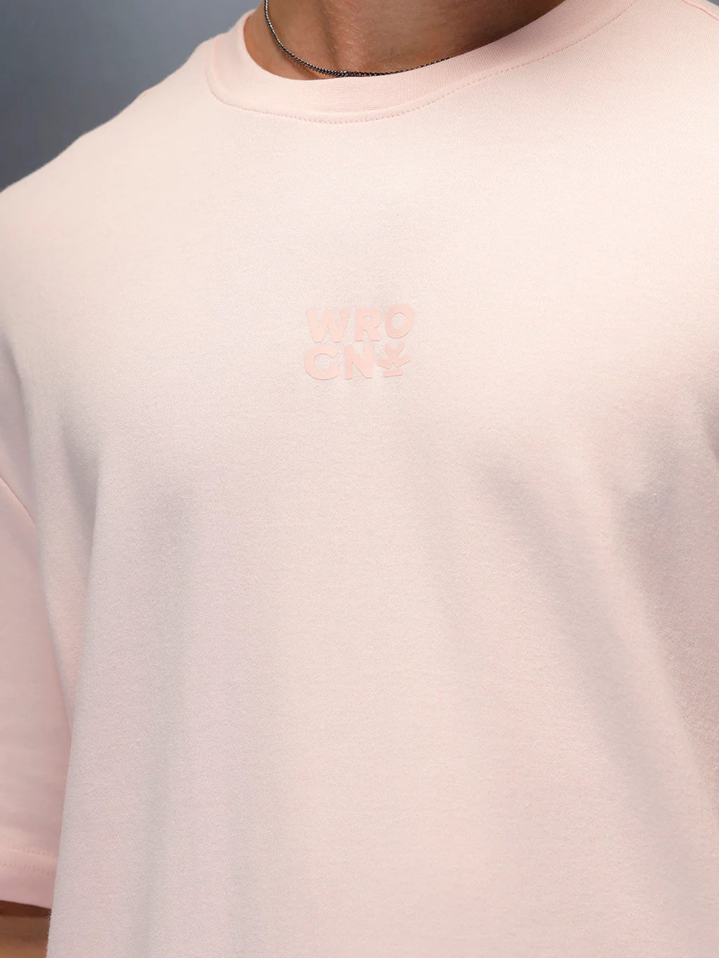 Branded men's casual oversized fit t-shirt | Pink