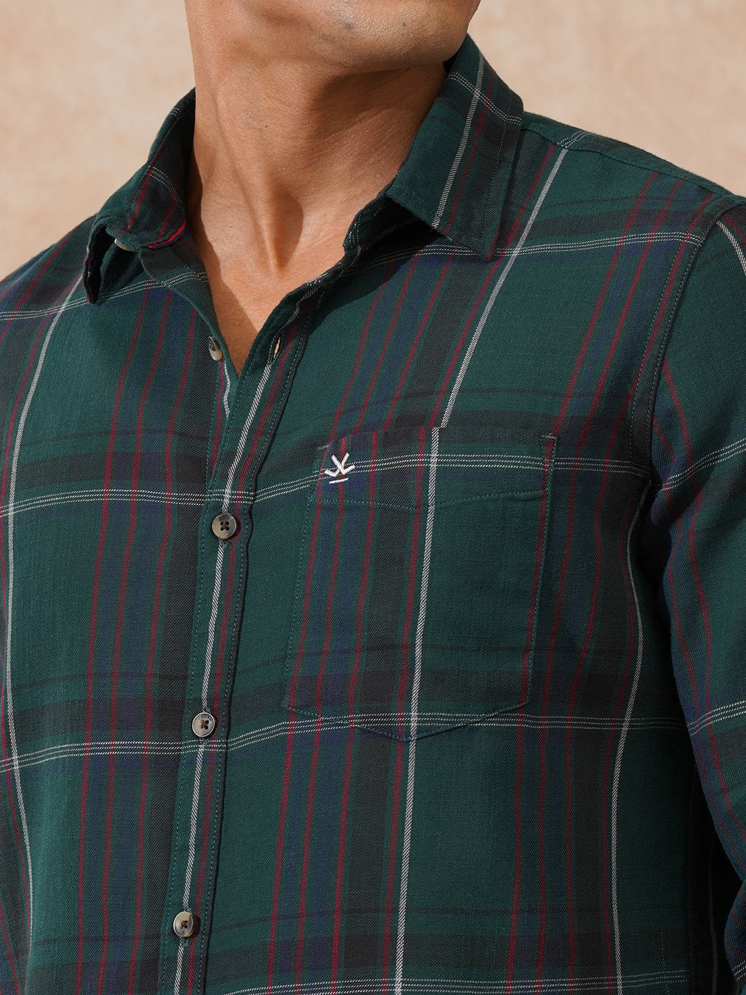 Checked Slim Fit Shirt | Green