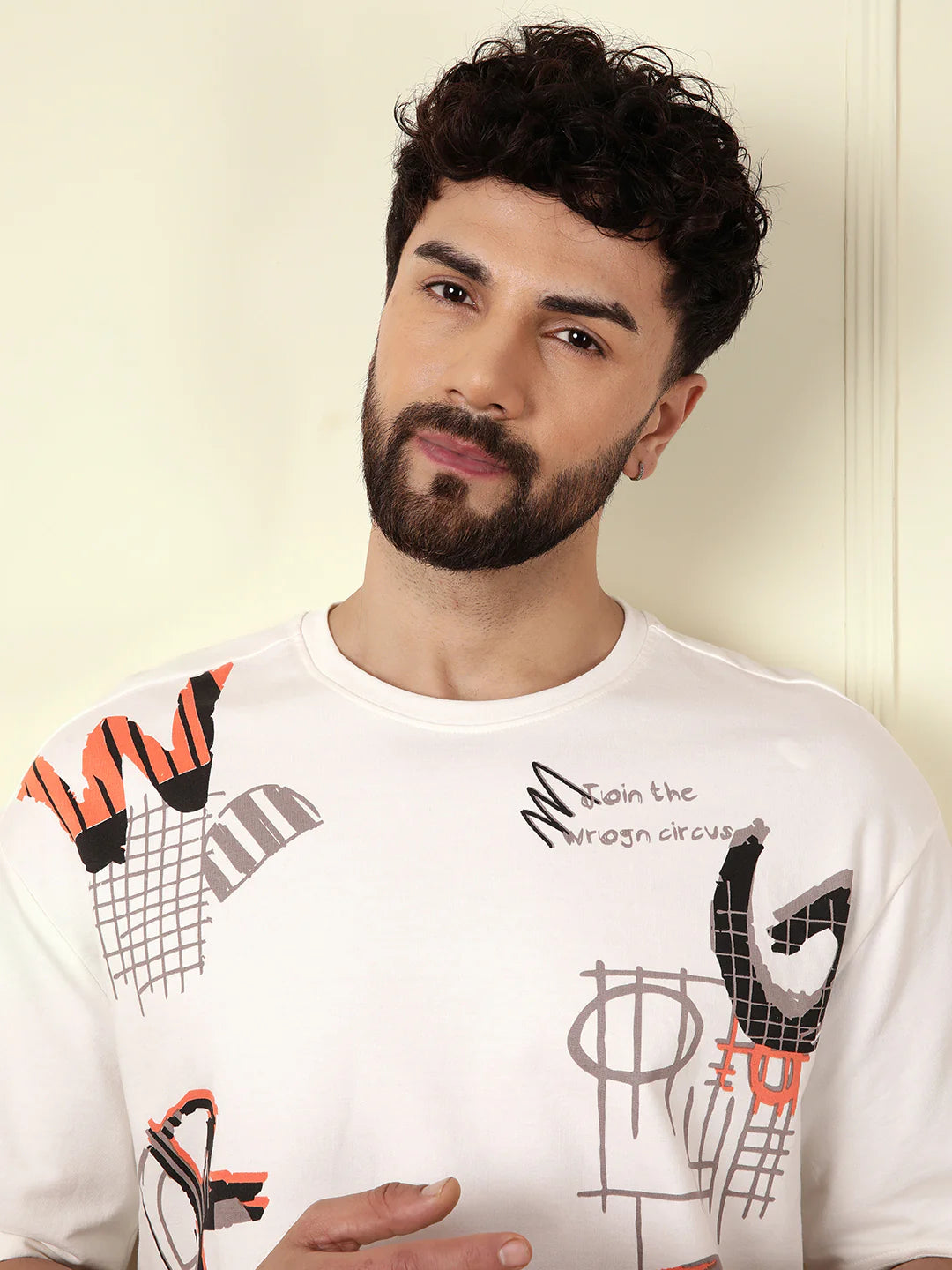 Heavy GSM Placement Print T-Shirt  | Off White