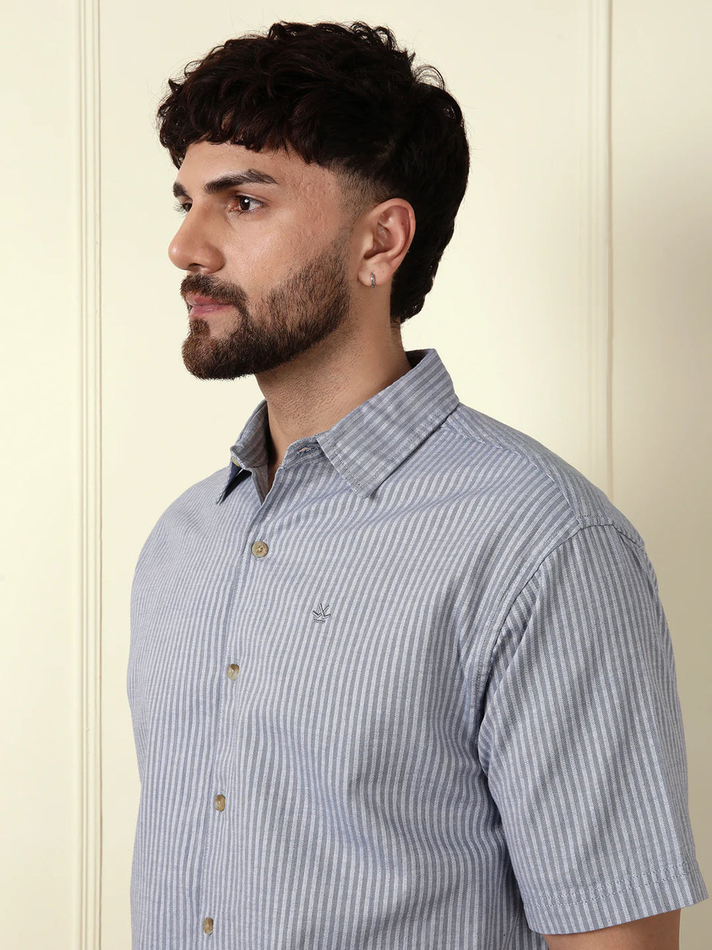 Classic Textured Stripes Shirt | Light Blue