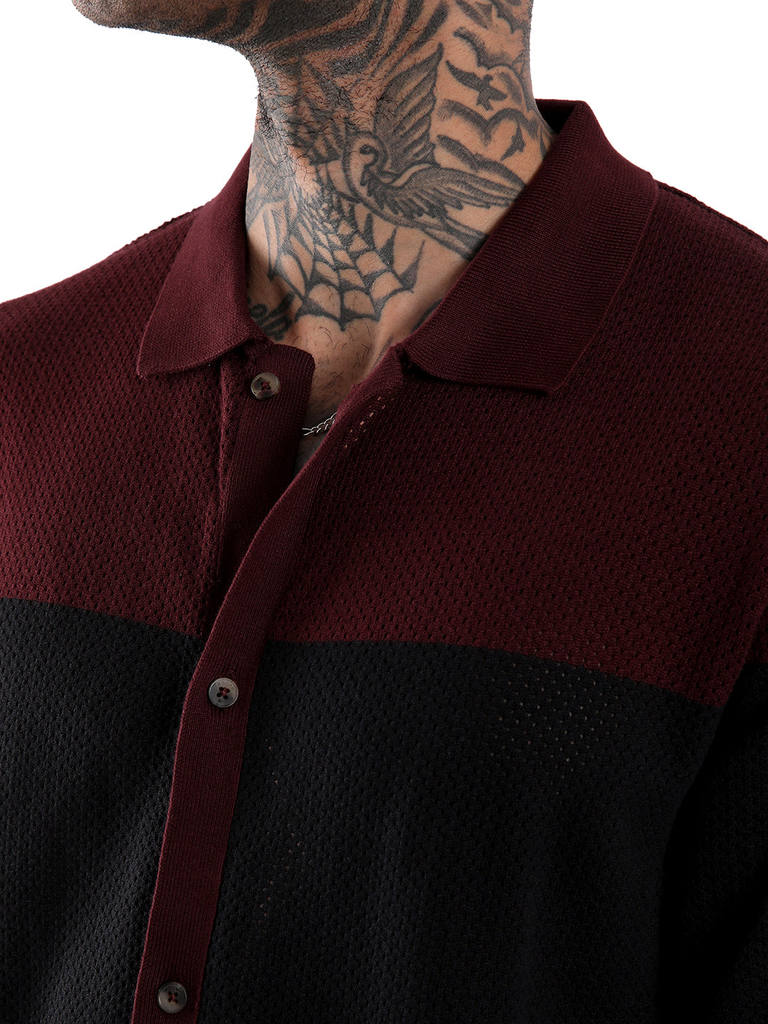 Colour-Blocked Flat Knit Shirt