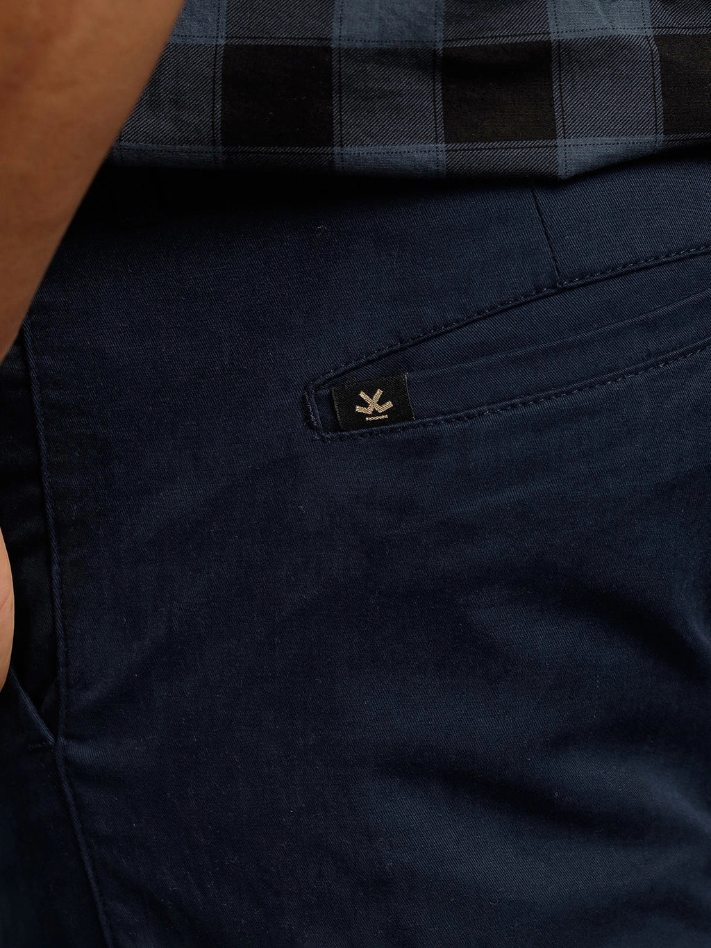 Cotton Blend Chino Trouser  | Navy Blue