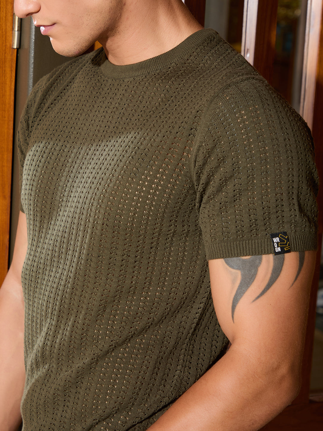 Flat Knit Slim Fit T-Shirt | Olive