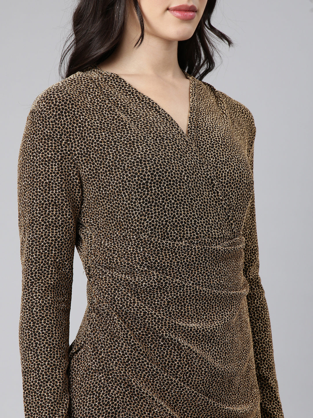 Women's Self Design Black Sheath Dress