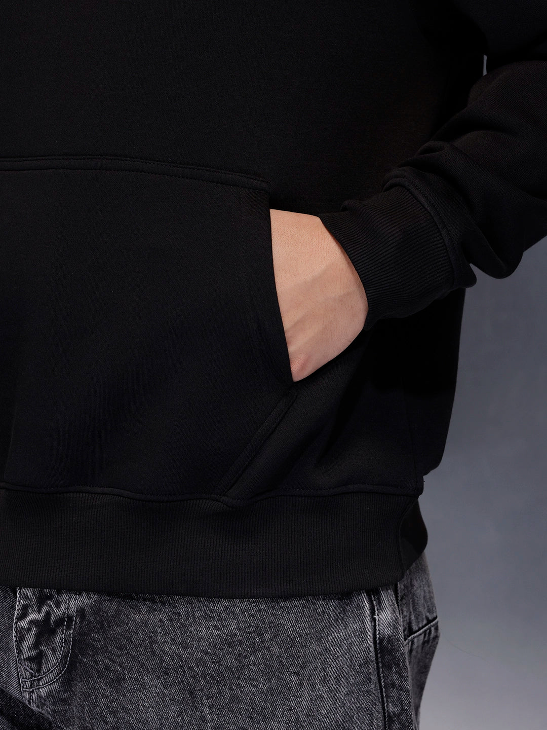 Classic Black Hoodie with Tonal Logo | Black