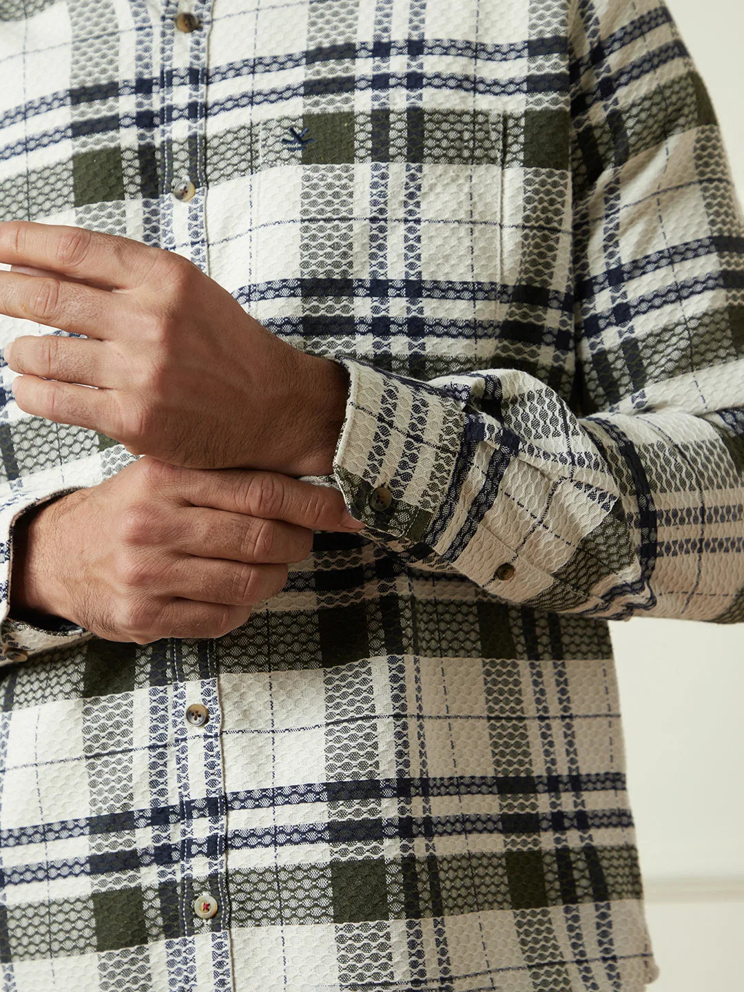 Checked Dobby Pattern Shirt | Green