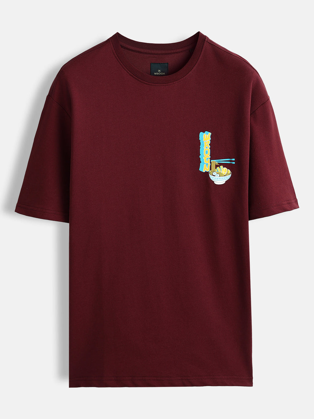 Minimal chest print T-shirt | Maroon