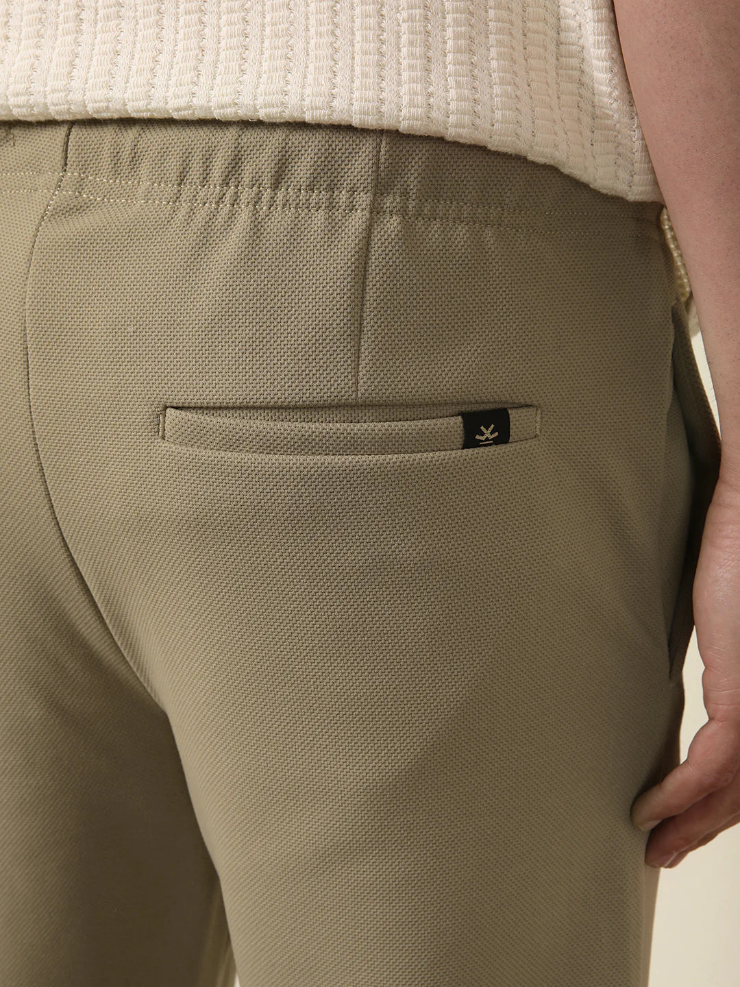 Soft Cotton Blend Knit Trouser | Beige