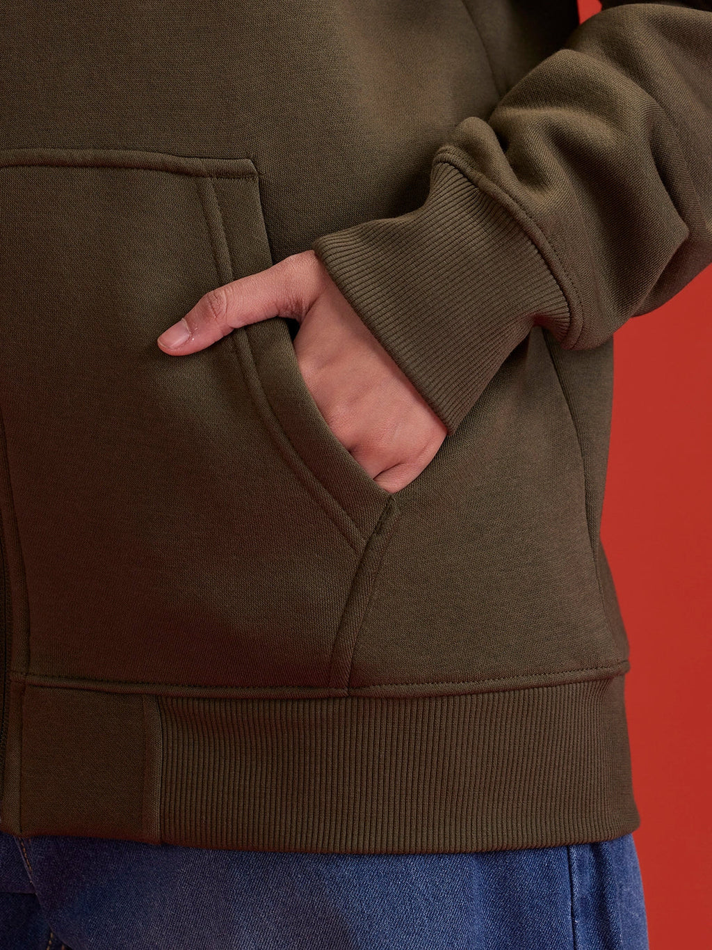 All-Day Casual Comfort Fit Hooded Sweatshirt | Olive