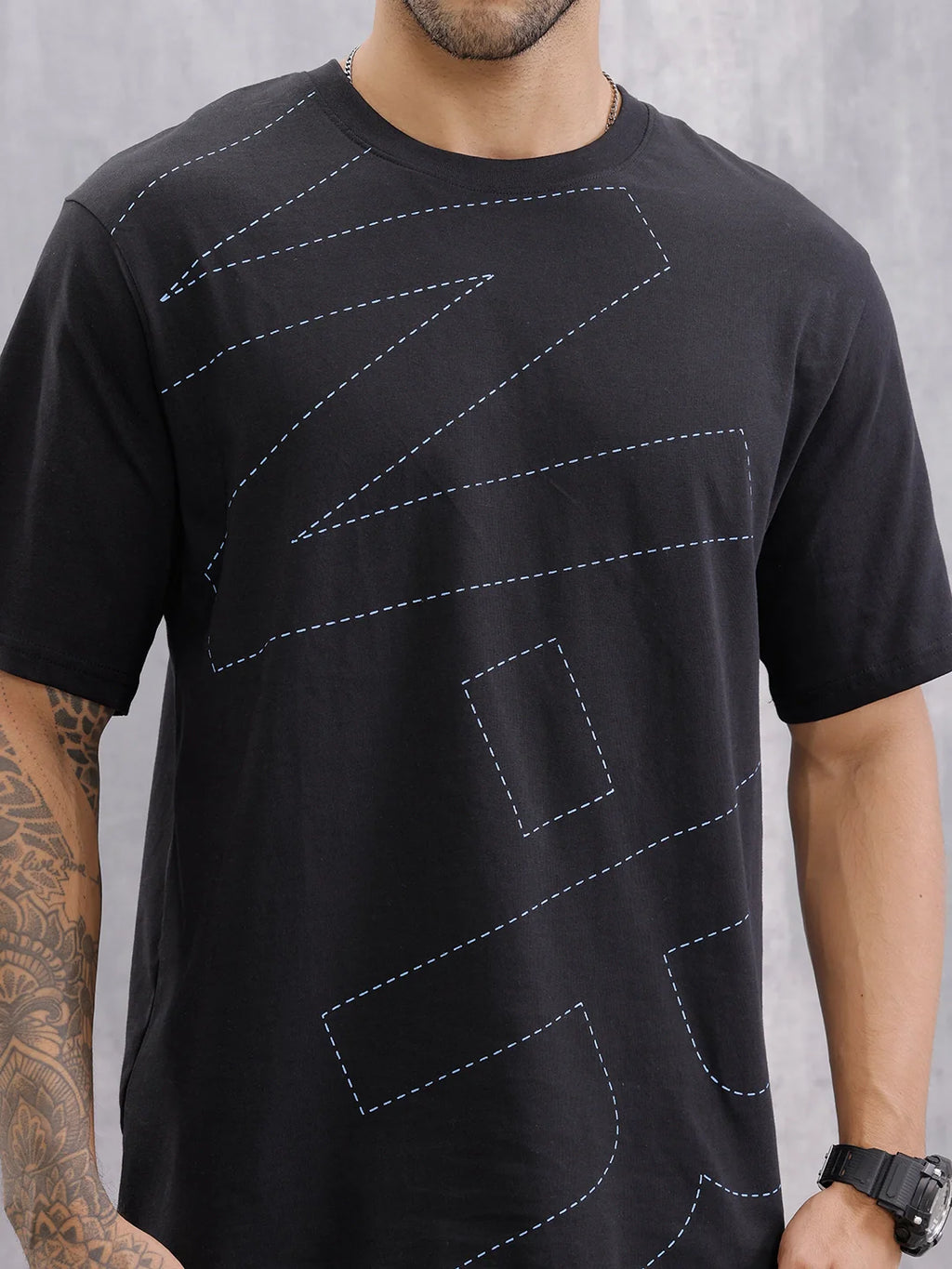 Graphic Printed Casual Fit T-shirt | Black