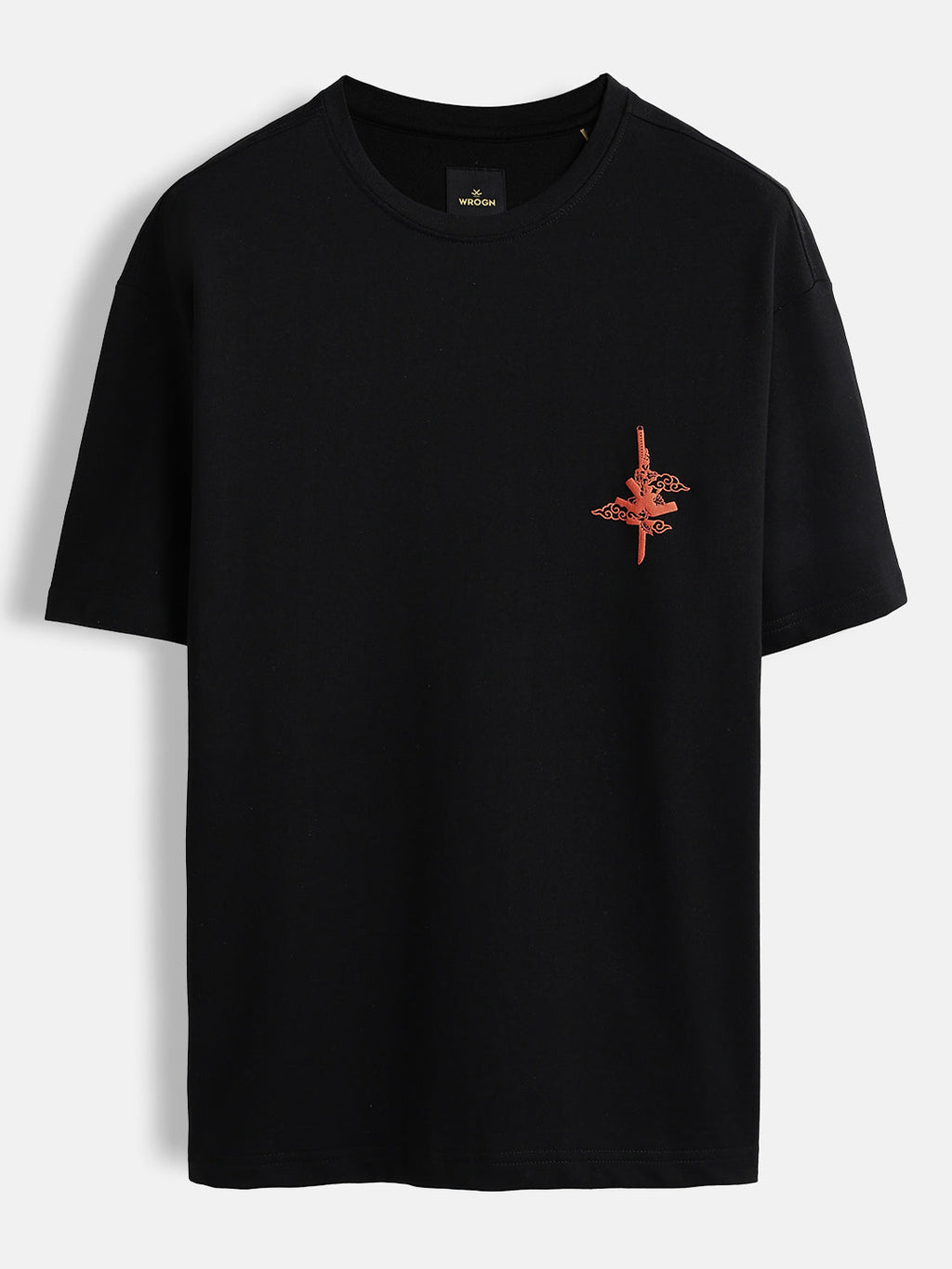 Puff print chest motif oversized tshirt | Black