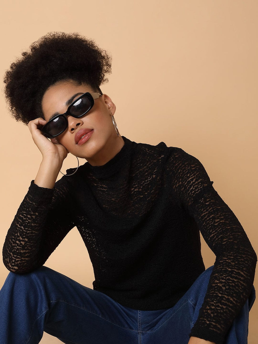 Women's Black Lace Top