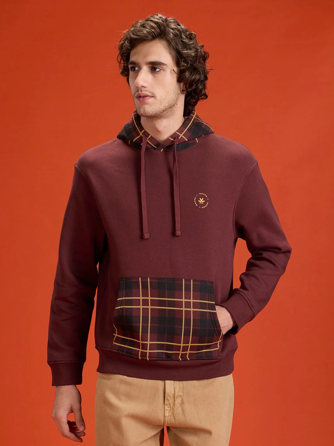 Checked Wine Comfort Hoodie