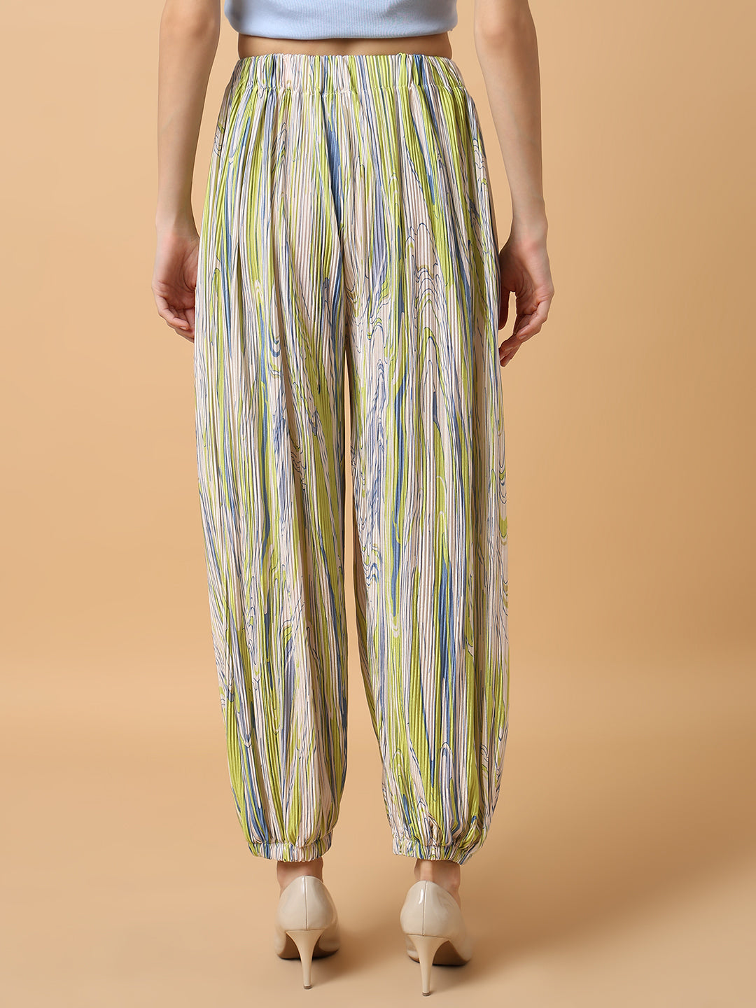 Women's Green Comfort Slim Fit Trousers