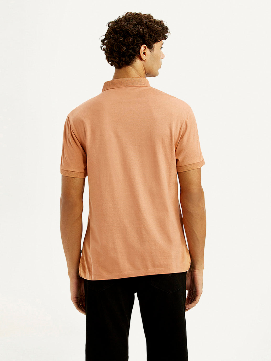 Men's Redloop Solid Peach Slim Fit Polo T-shirt