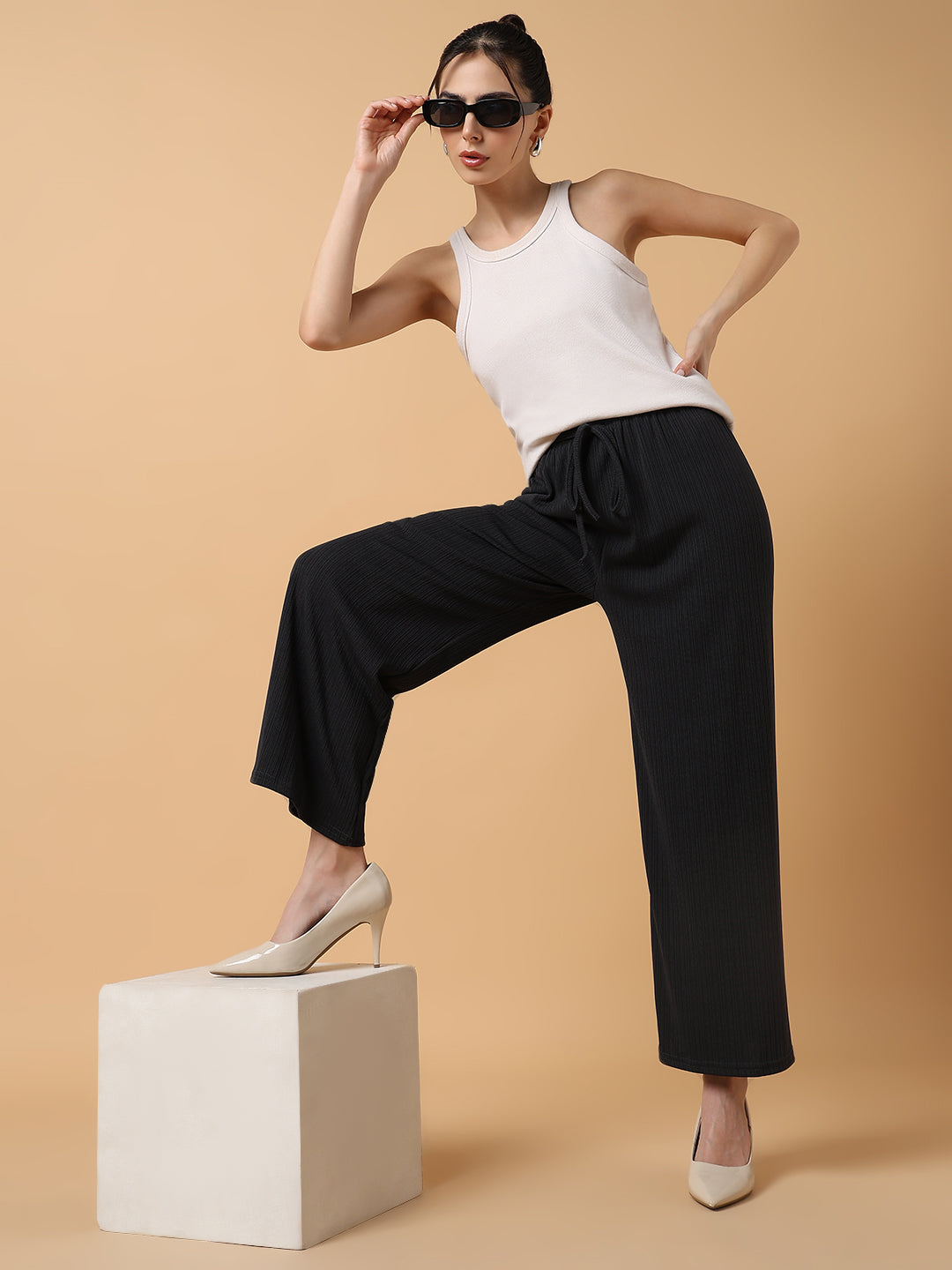 Women's Grey Comfort Slim Fit Trousers