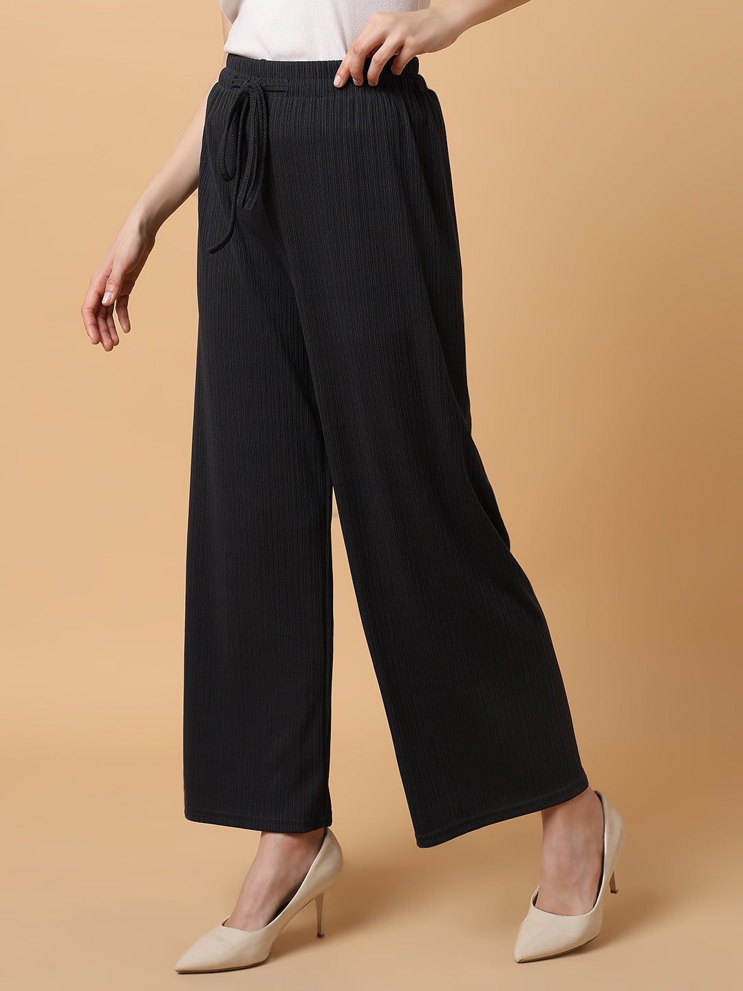 Women's Grey Comfort Slim Fit Trousers