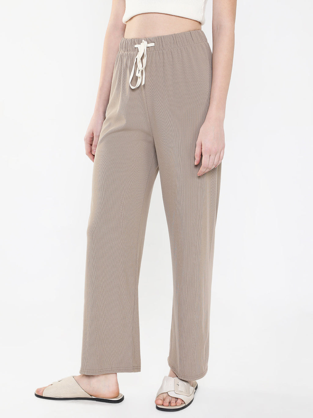 Women's Beige Comfort Slim Fit Trousers