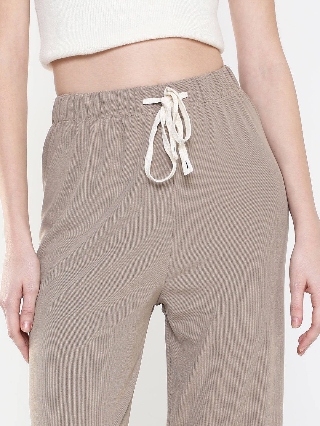 Women's Beige Comfort Slim Fit Trousers