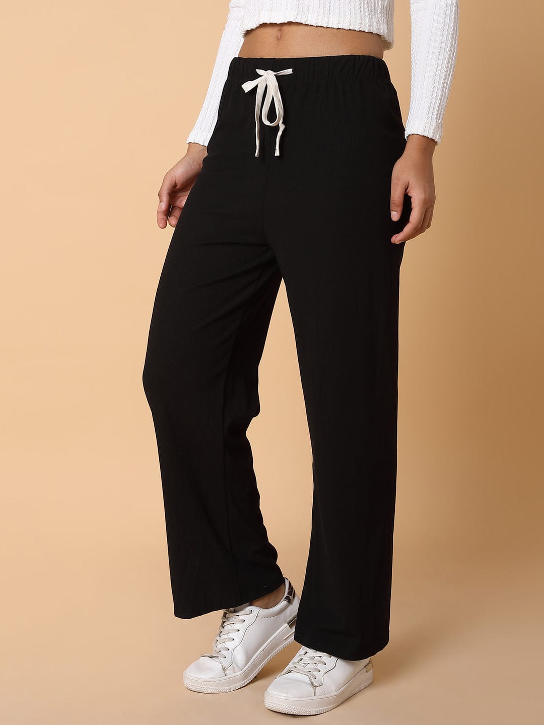 Women's Black Comfort Slim Fit Trousers