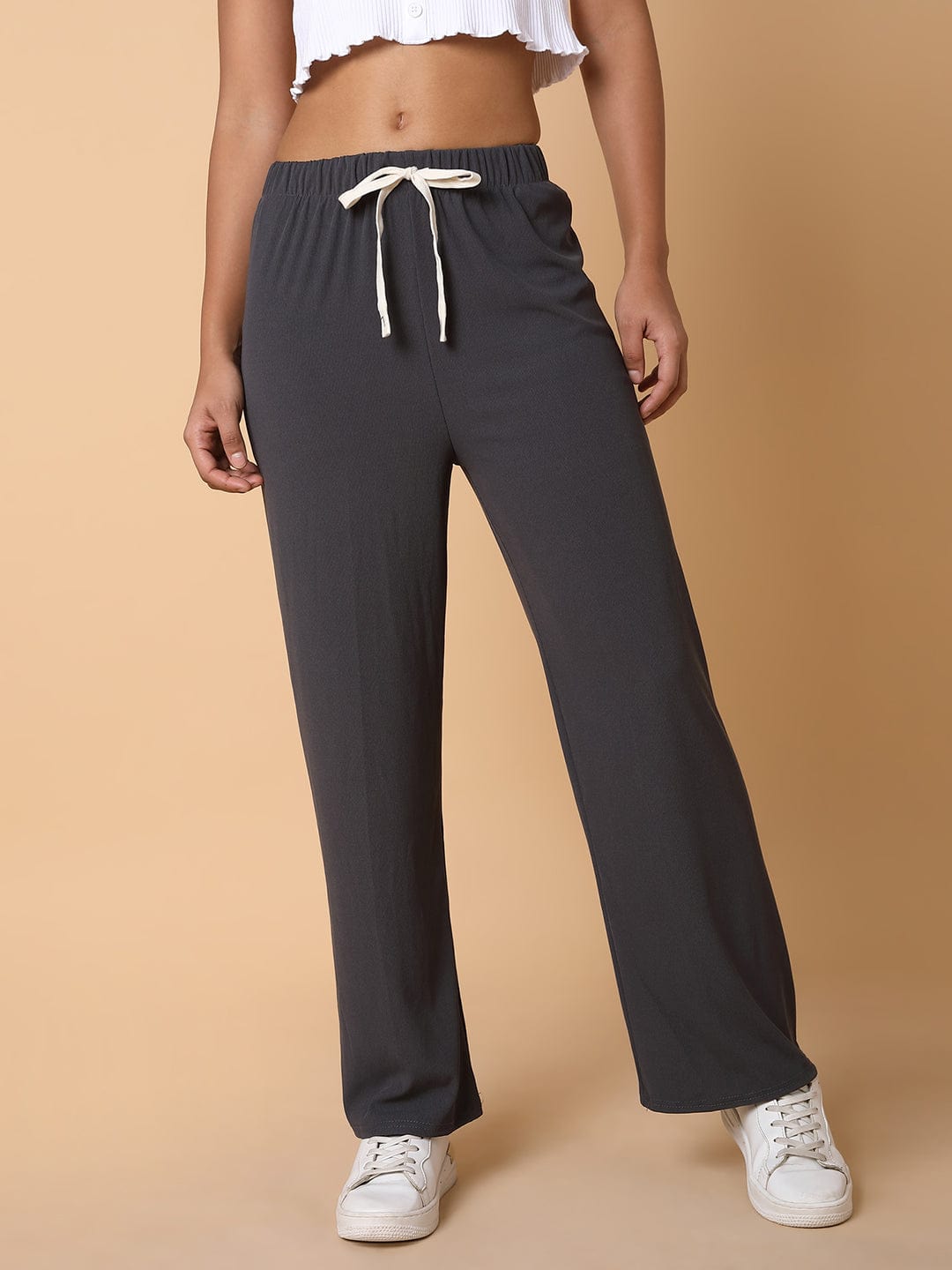 Women's Grey Comfort Slim Fit Trousers