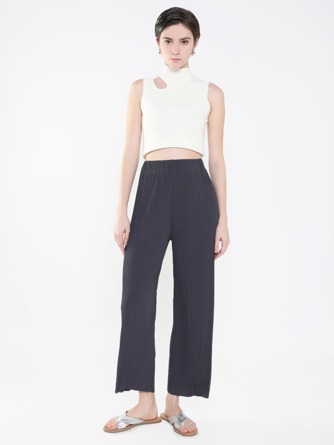 Women's Grey Comfort Slim Fit Trousers