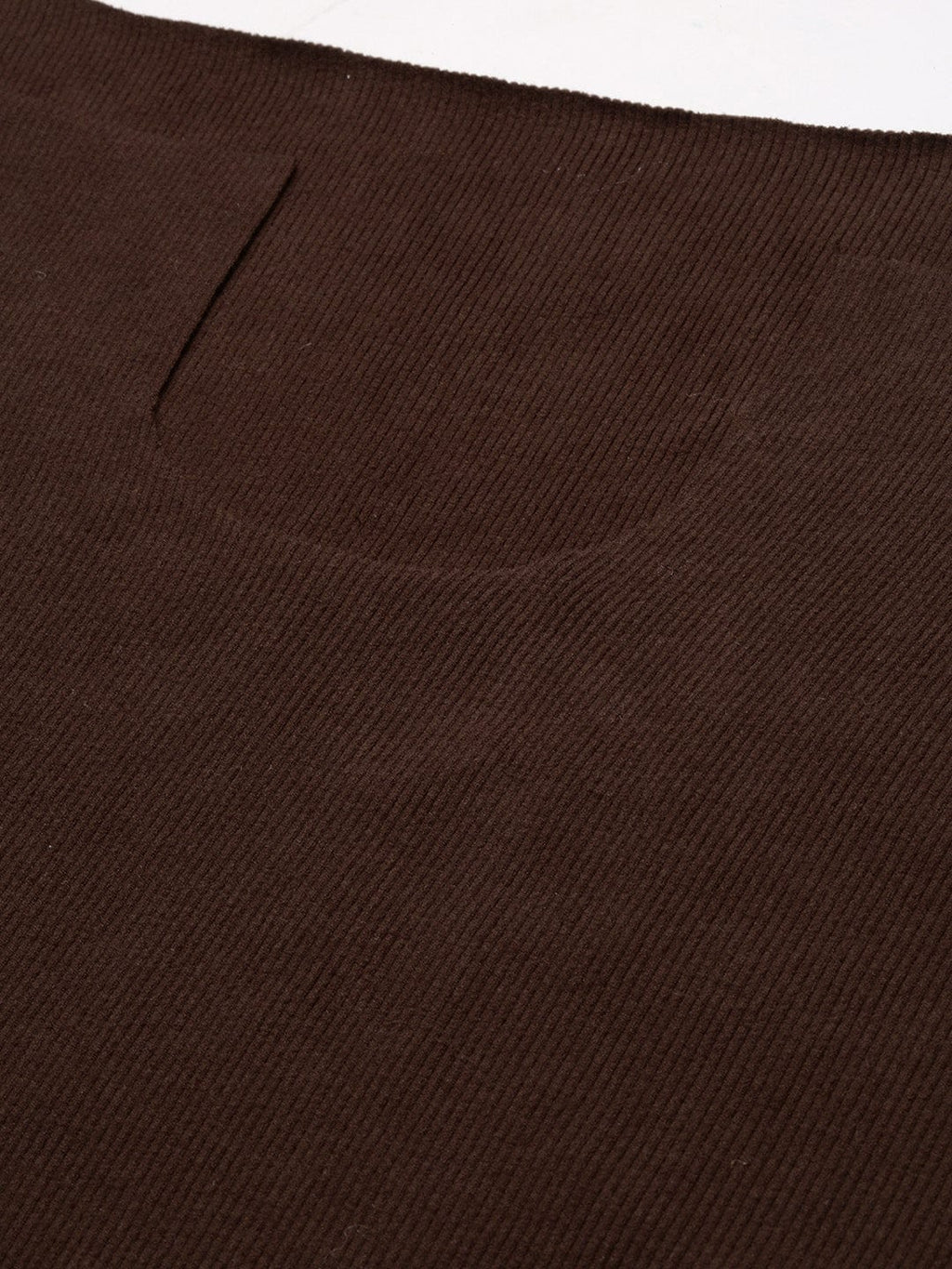 Women's Brown Solid Ruched Round Neck Acrylic Top