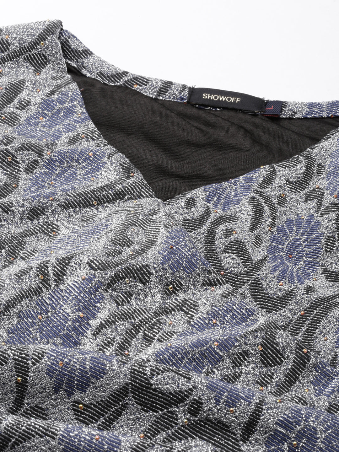 Women's Silver Self Design Sheath Dress