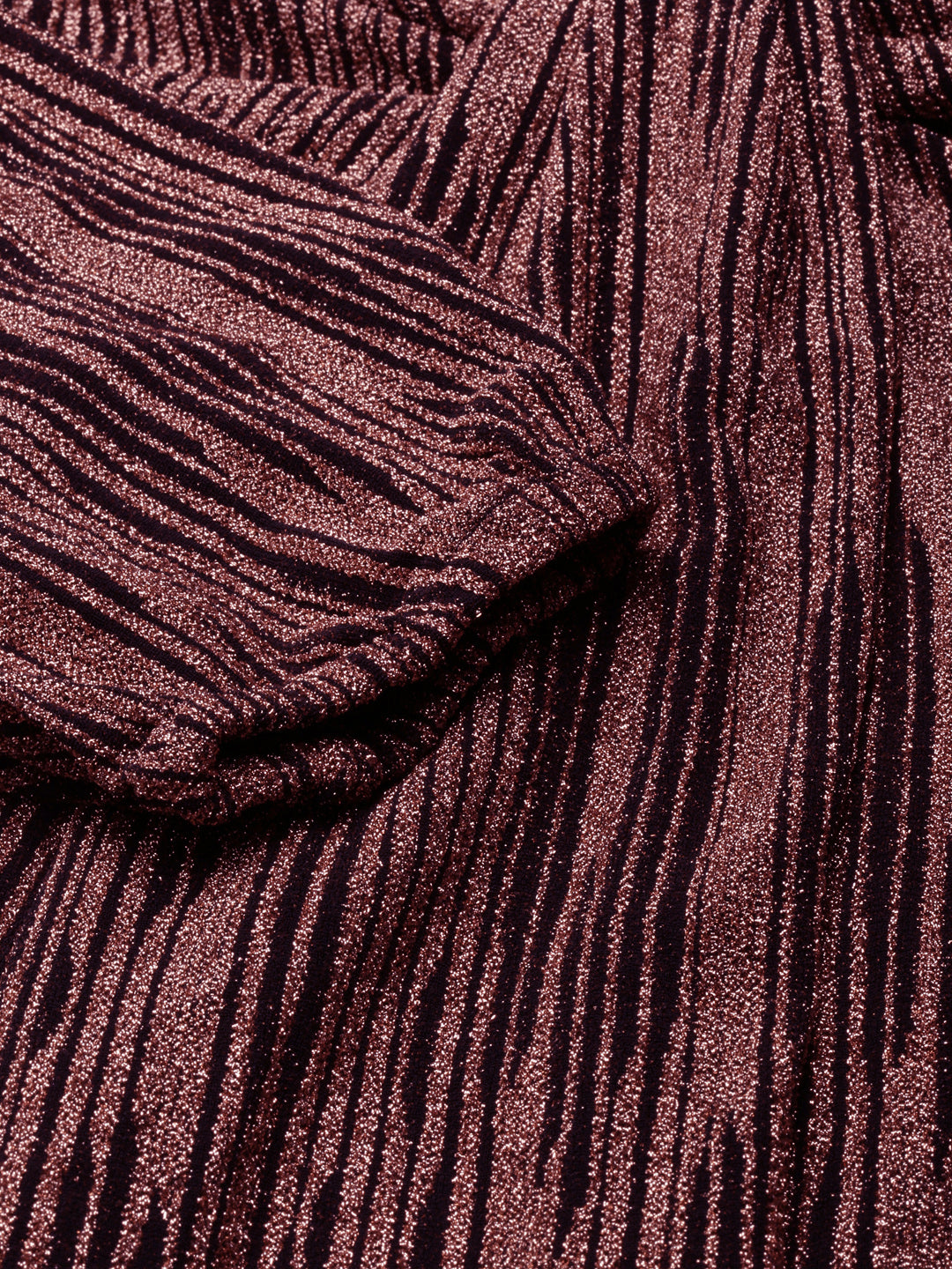 Women's Magenta Self Designed Cut-Out Detailed V-Neck Puff Sleeves Maxi Dress