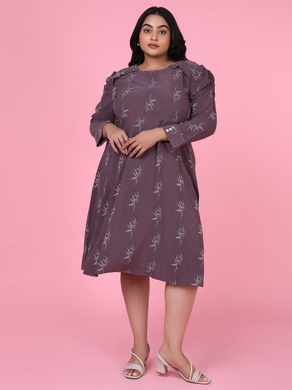 Women's Floral Mauve Fit and Flare Dress