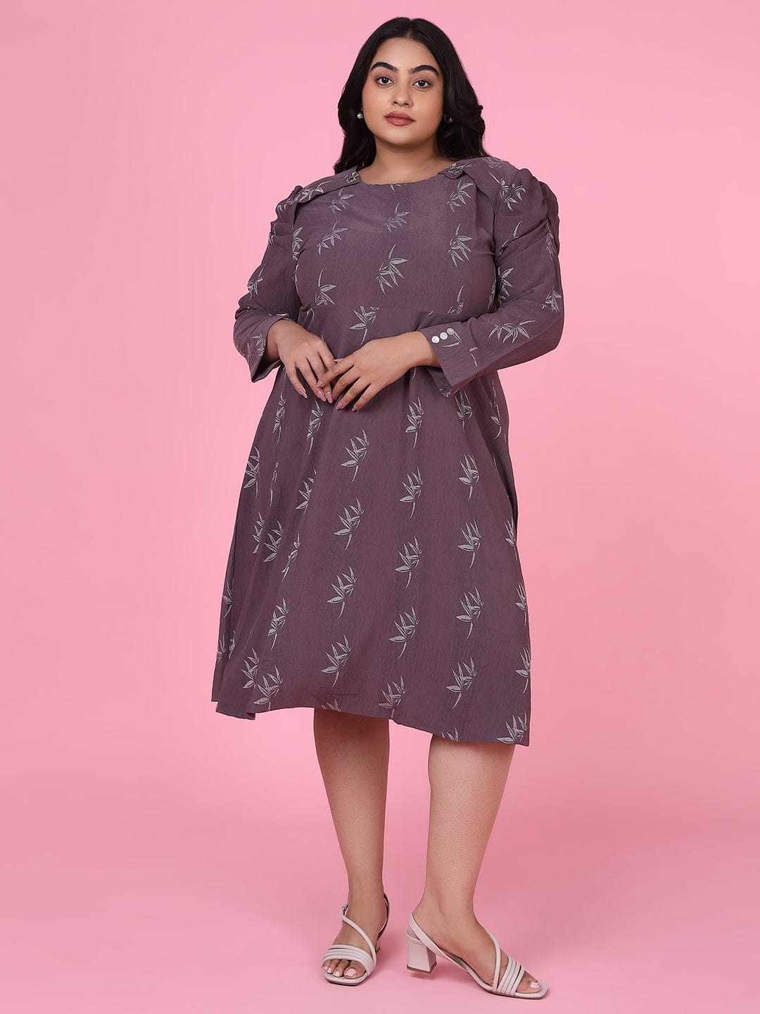 Women's Floral Mauve Fit and Flare Dress