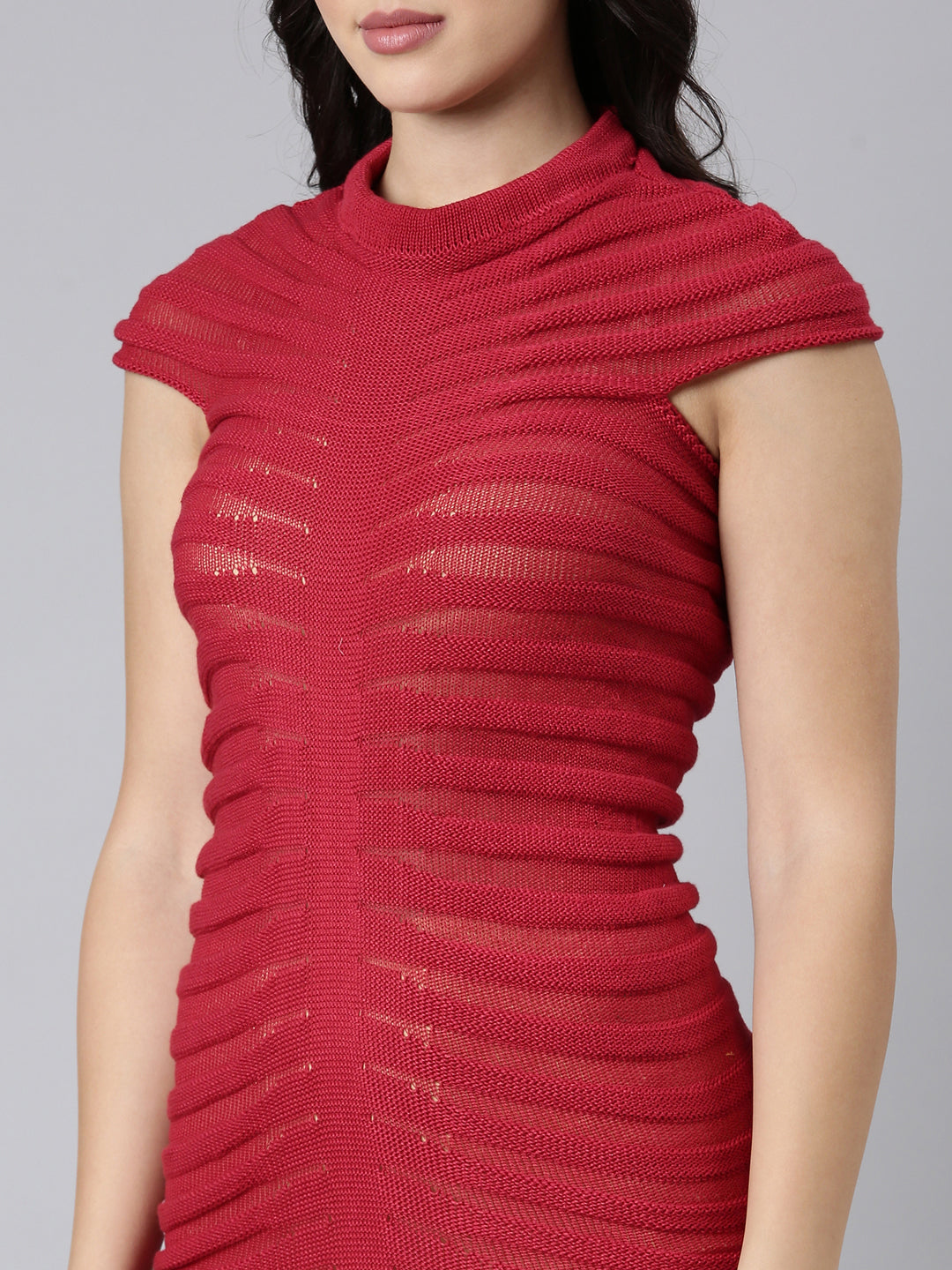 Women's Self Design Pink Bodycon Dress