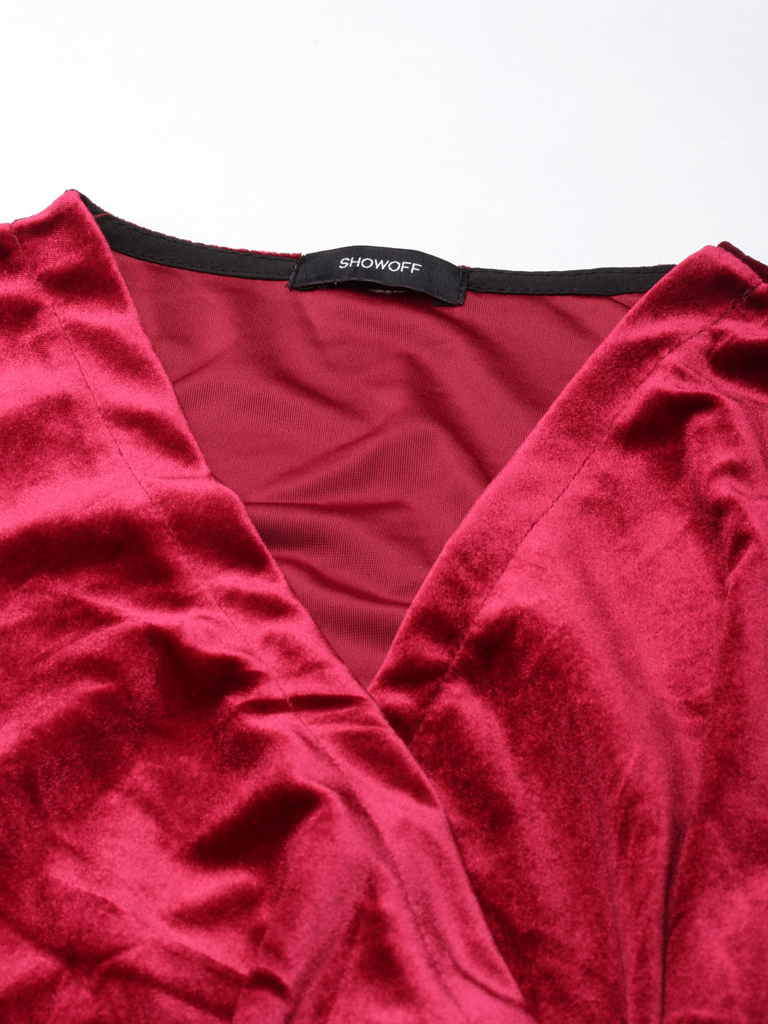 Women's Solid Burgundy A-Line Dress