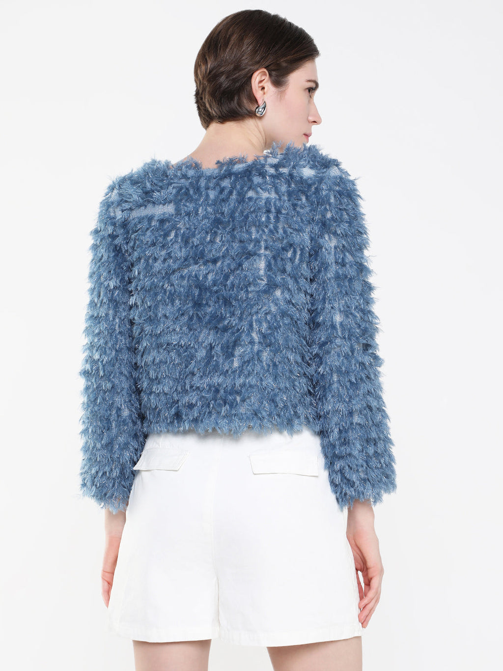 Women's Blue Boxy Crop Top