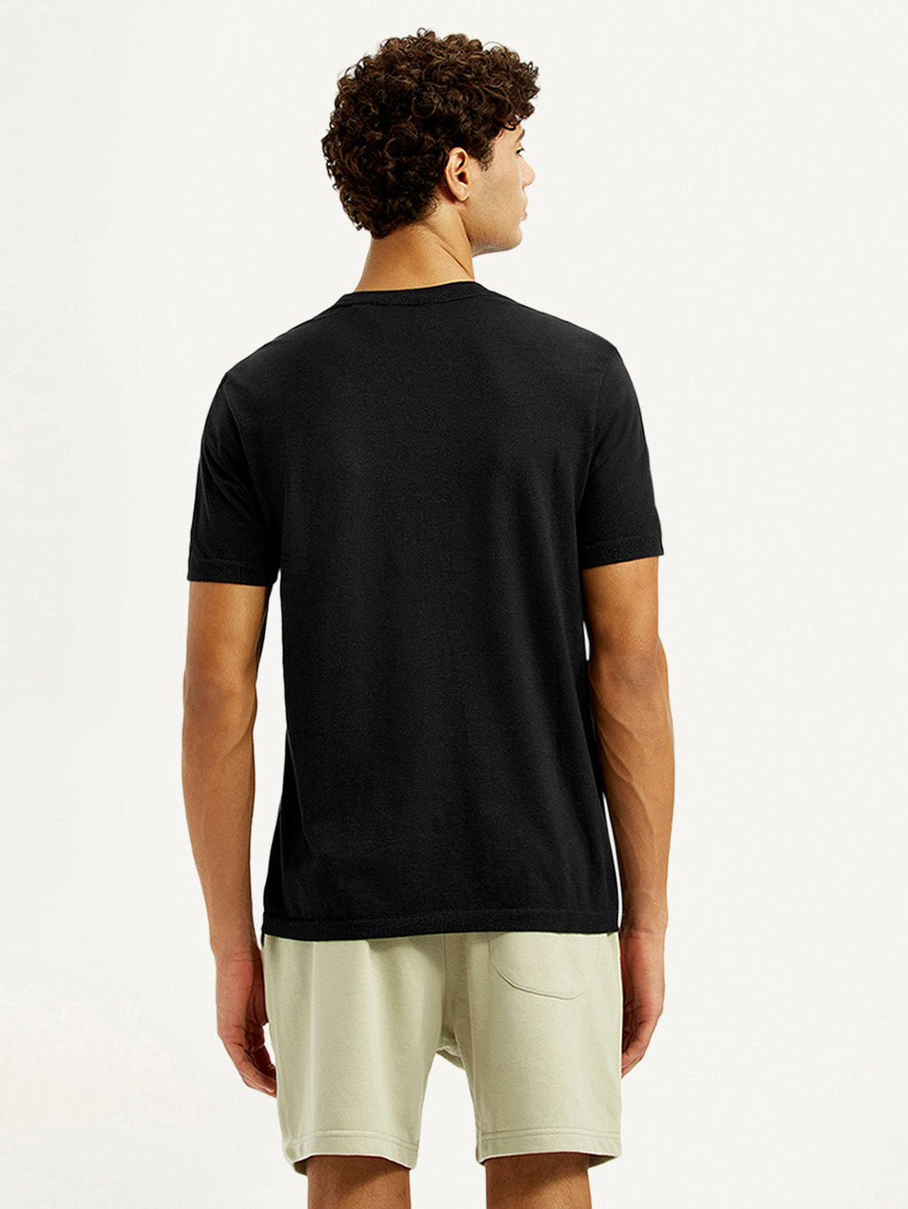Men's Brand Logo Black Slim Fit Seamless T-shirt