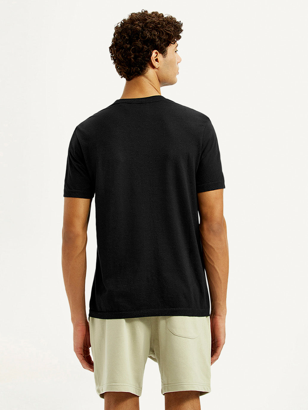 Men's Brand Logo Black Slim Fit Seamless T-shirt