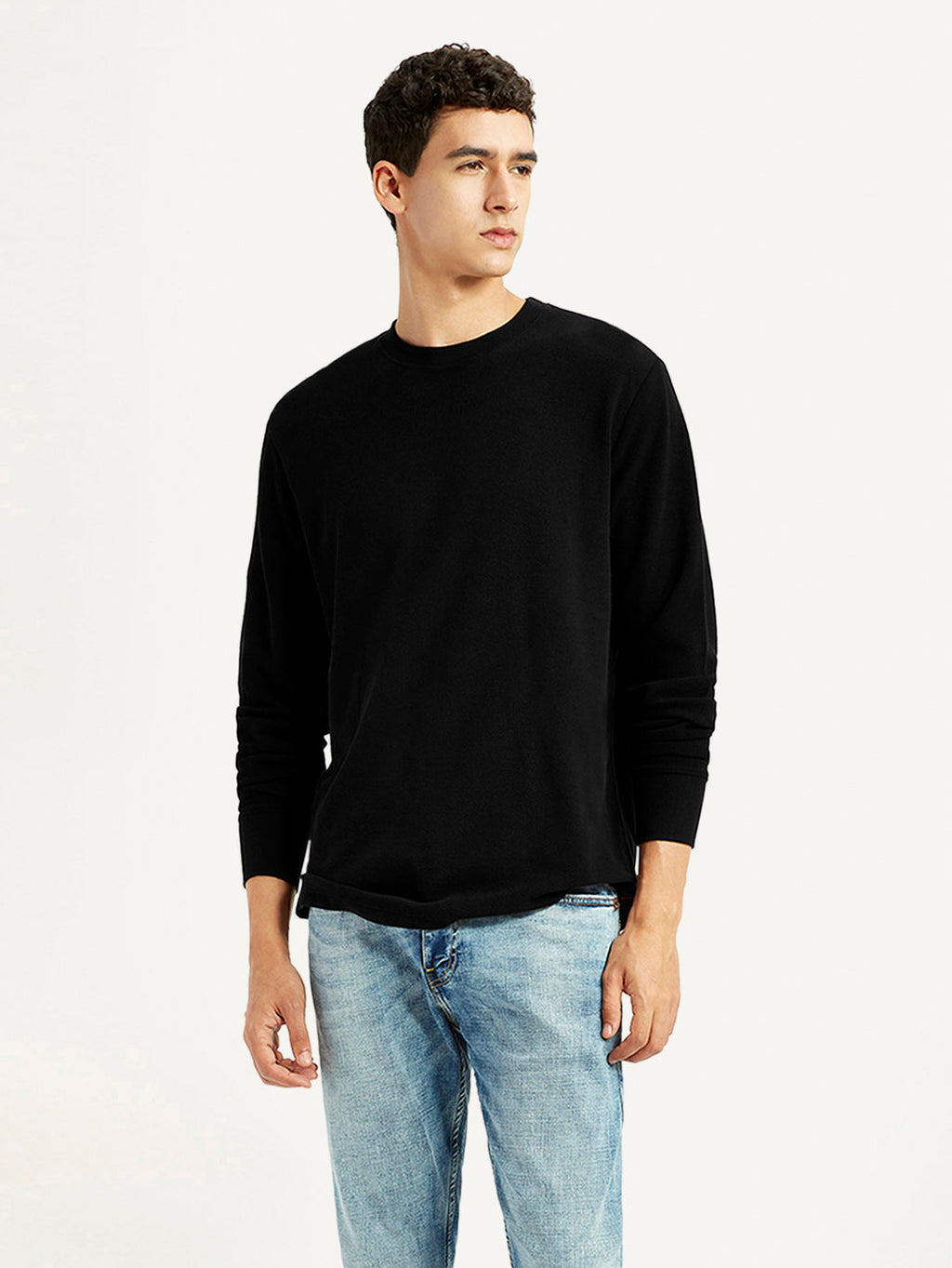 Men's Solid Black Crew Neck T-shirt
