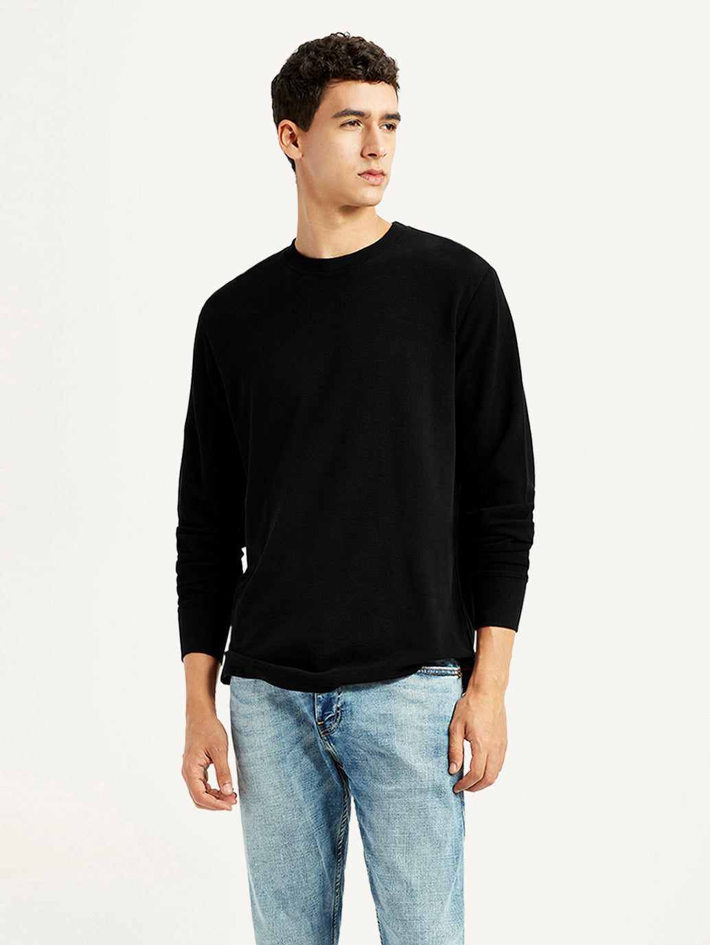 Men's Solid Black Crew Neck T-shirt
