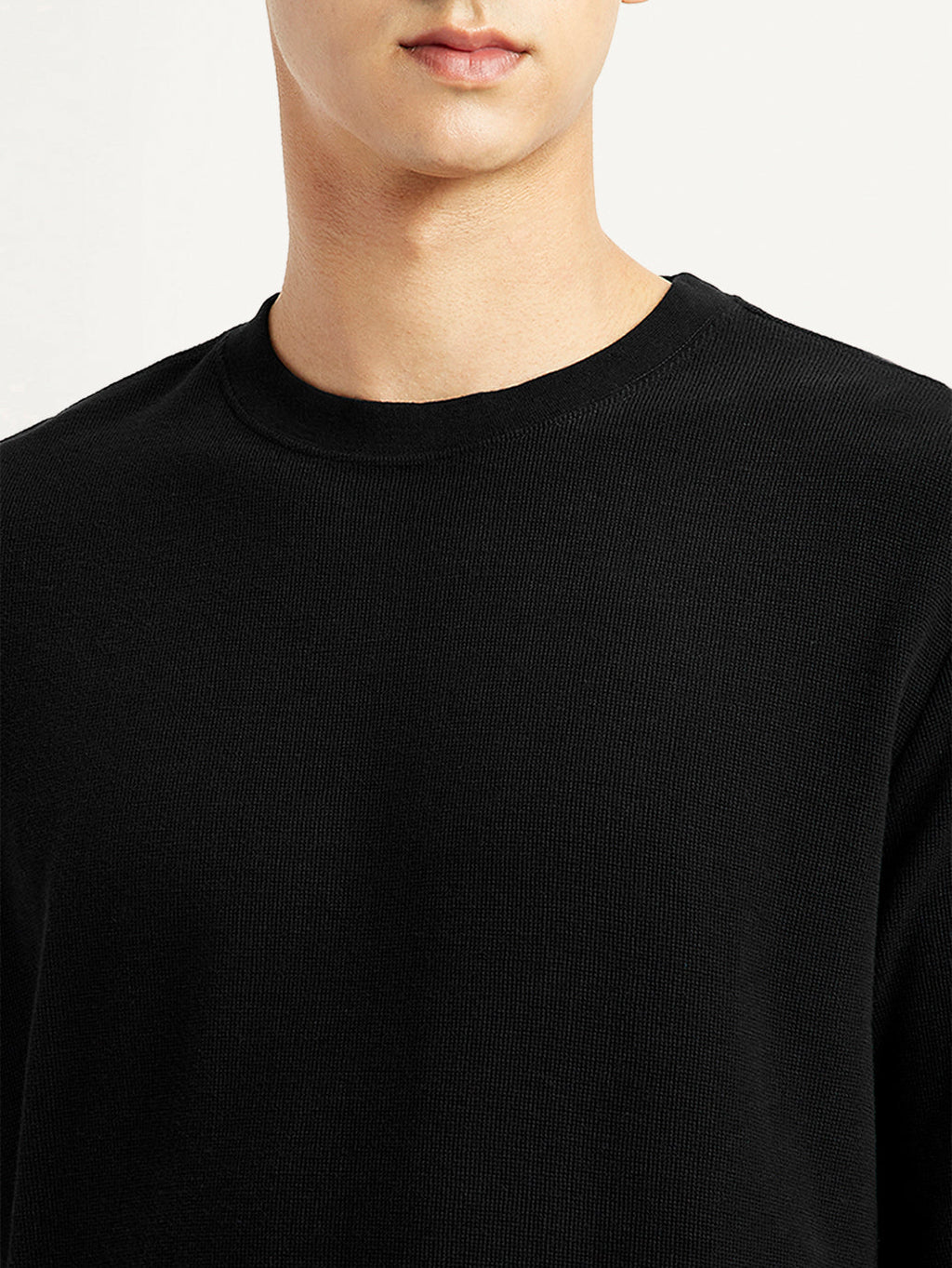 Men's Solid Black Crew Neck T-shirt