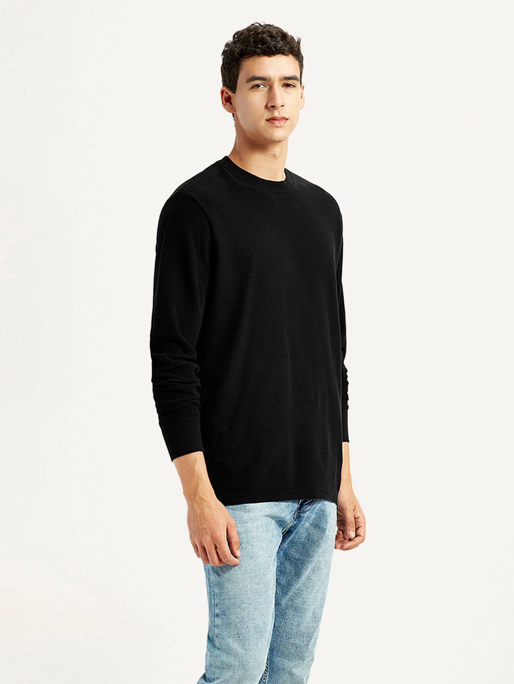 Men's Solid Black Crew Neck T-shirt