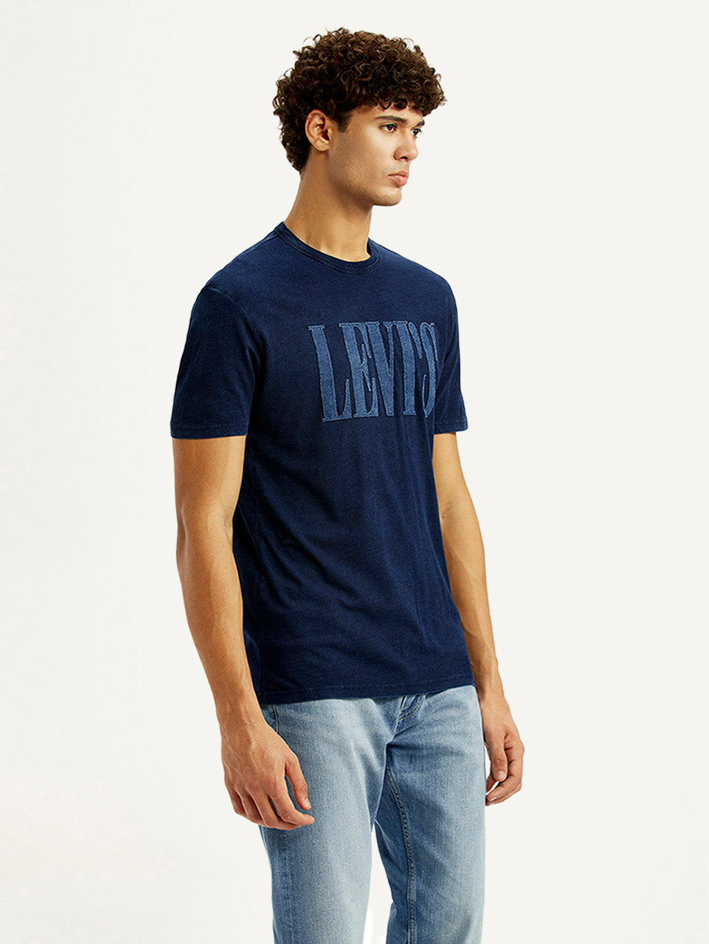Men's Brand Logo Navy Crew Neck T-shirt