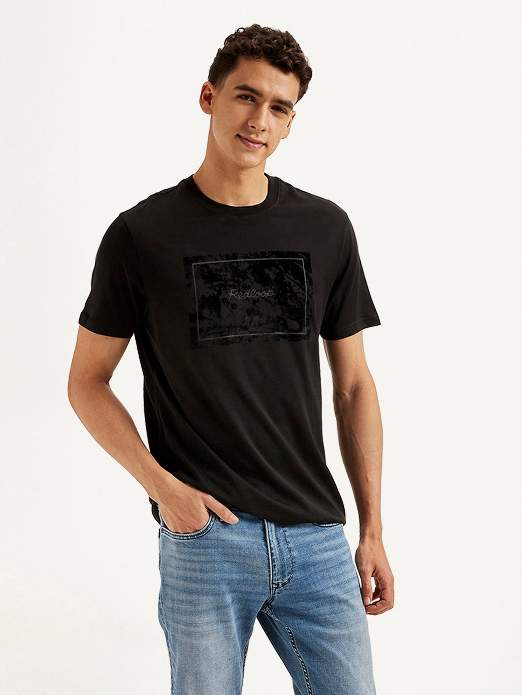 Men's Redloop Typographic Print Slim Fit T-shirt