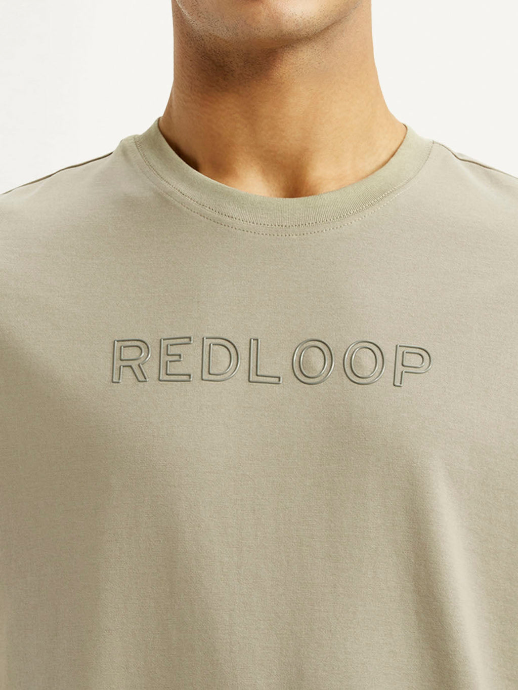 Men's Redloop Typography Beige Slim Fit T-shirt