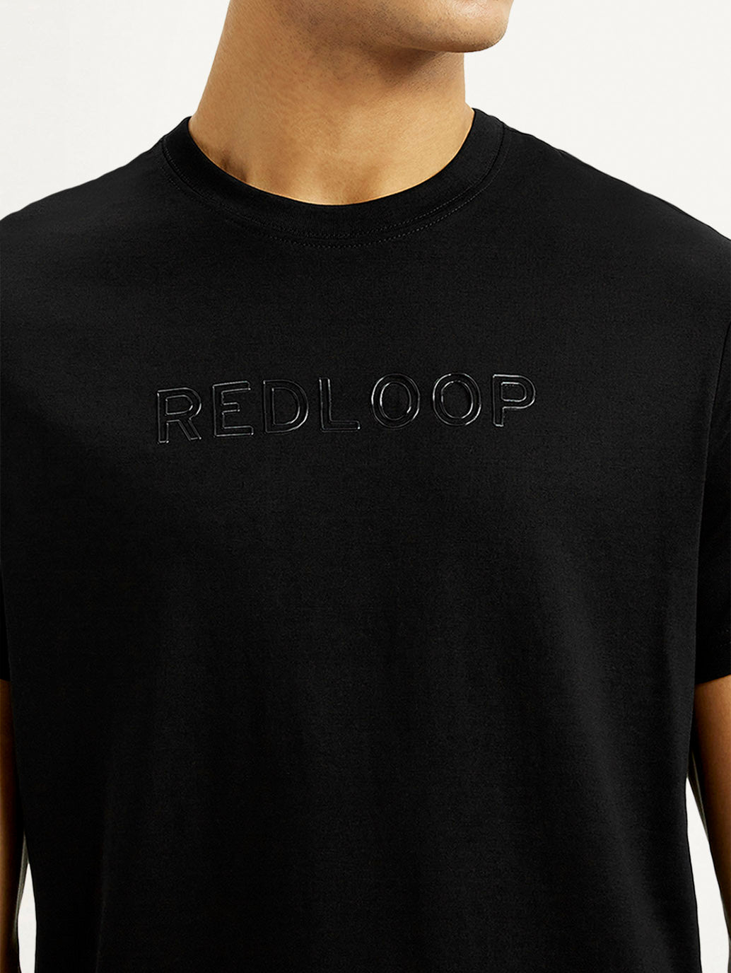 Men's Redloop Typography Black Slim Fit T-shirt
